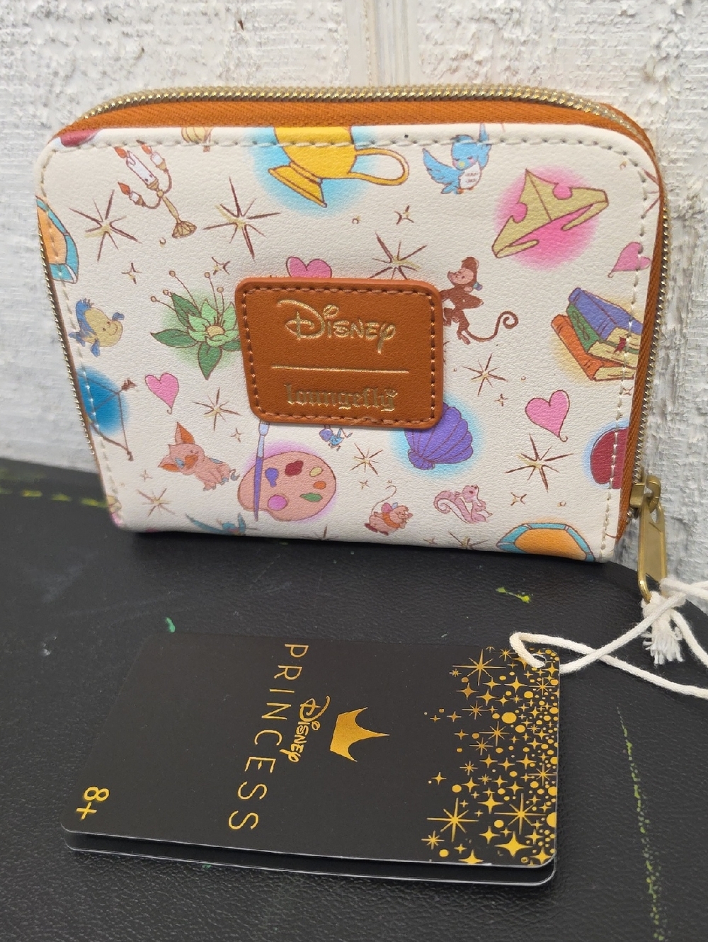 Loungefly Kids Cream Multi-Color Disney Princess Icons Zip Wallet